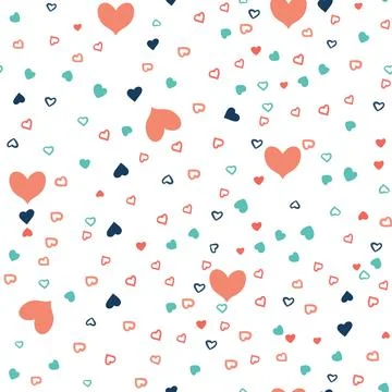 Seamless pattern with multicolored hearts of different shapes for valentine s Stock Illustration