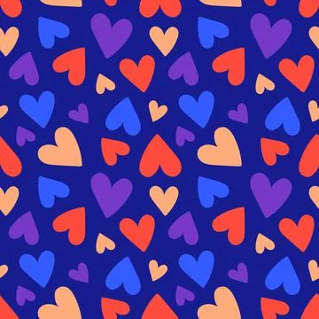 Seamless pattern of multicolored hearts. Vector illustration Stock Illustration