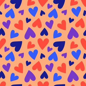 Seamless pattern of multicolored hearts. Vector illustration Stock Illustration
