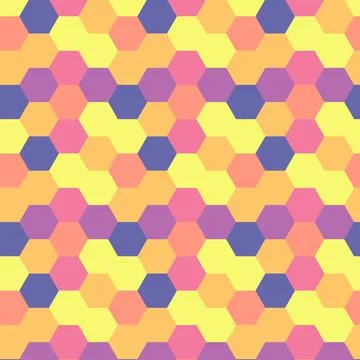 Seamless pattern of multicolored honeycombs. Stock Illustration