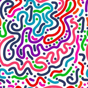 Seamless pattern multicolored lines and dots. Vector illustration Stock Illustration