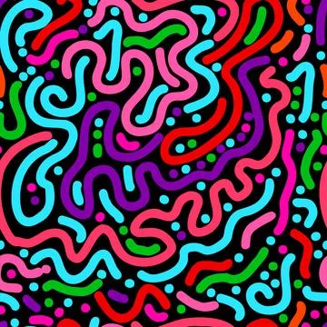 Seamless pattern multicolored lines and dots Vector illustration Stock Illustration