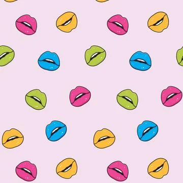 Seamless pattern multicolored lips. Vector illustration Stock Illustration