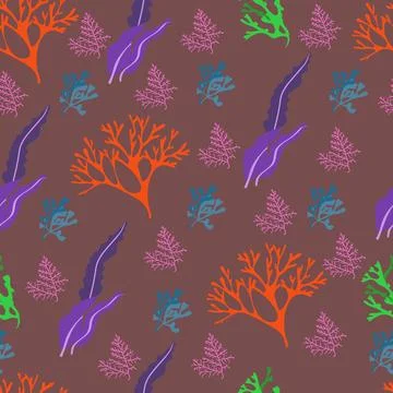 Seamless pattern, multicolored seaweed. Designs for textiles, wallpaper and p Illustrazione stock