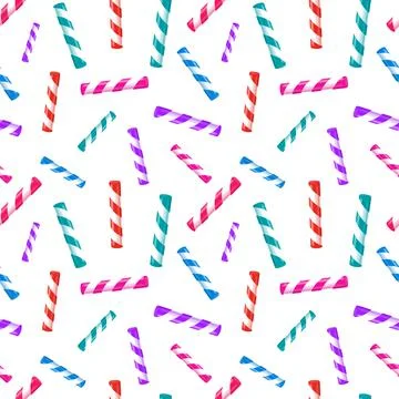 Seamless pattern with multicolored striped candy sticks Stock Illustration