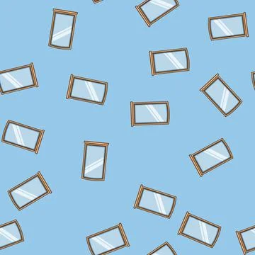 Seamless pattern muntin window frame cartoon vector Stock Illustration