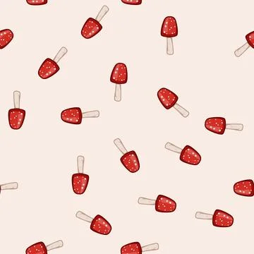 Seamless pattern muscaria fly agaric cartoon vector Stock Illustration
