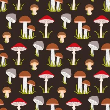 Seamless pattern of mushroom autumn forest Illustrazione stock