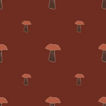 Seamless pattern with mushrooms. Background of forest autumn vegetable in doo Stock Illustration