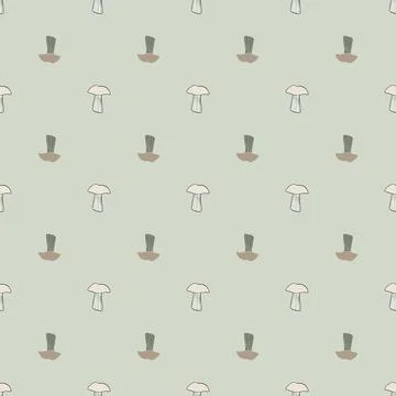 Seamless pattern with mushrooms. Background of forest autumn vegetable in doo Stock Illustration
