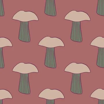 Seamless pattern with mushrooms. Background of forest autumn vegetable in doo Stock Illustration