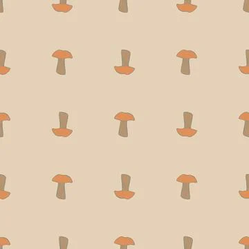 Seamless pattern with mushrooms. Background of forest autumn vegetable in doo Stock Illustration