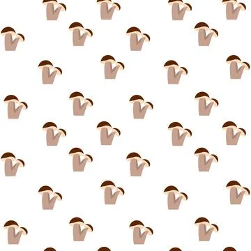 Seamless pattern with mushrooms. Black icon of mushrooms on white background Stock Illustration