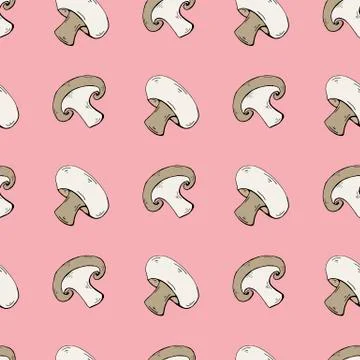 Seamless pattern with mushrooms champignons Stock Illustration