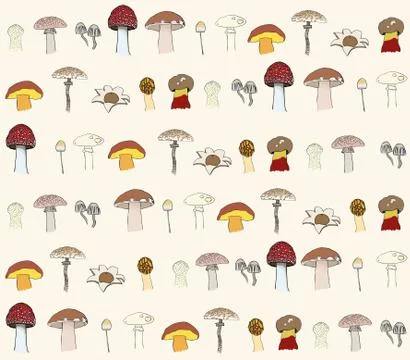 Seamless pattern with mushrooms Stock Illustration