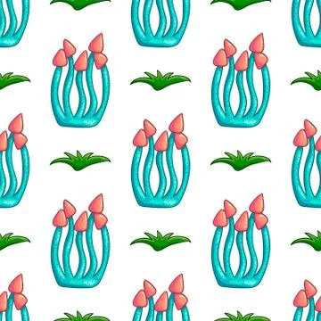 Seamless pattern with mushrooms Stock Illustration