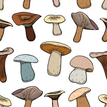 Seamless pattern with mushrooms Иллюстрация