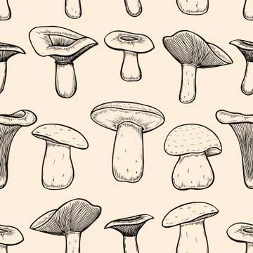 Seamless pattern with mushrooms. 스톡 일러스트