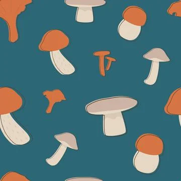 Seamless pattern with mushrooms Stock Illustration