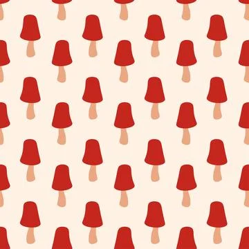 Seamless pattern with mushrooms. Vector background. Stock Illustration