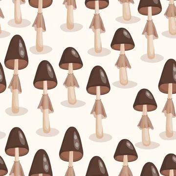 Seamless pattern with mushrooms on white background. Cute fairy mushroom. Modern Stock Illustration