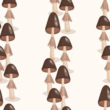 Seamless pattern with mushrooms on white background. Cute fairy mushroom. Modern Stock Illustration