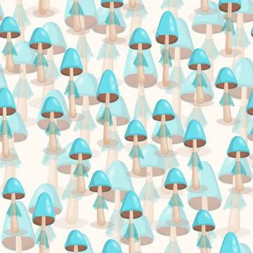 Seamless pattern with mushrooms on white background. Cute fairy mushroom. Modern Stock Illustration