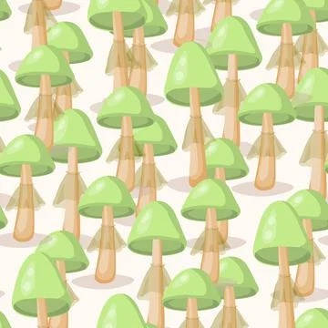 Seamless pattern with mushrooms on white background. Cute fairy mushroom. Modern Stock Illustration