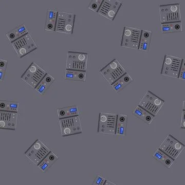 Seamless pattern music audio mixer cartoon vector Stockillustratie