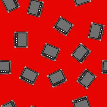 Seamless pattern music guitar amplifier cartoon vector Stock Illustration
