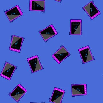Seamless pattern music hifi mp3 player cartoon vector Stock Illustration