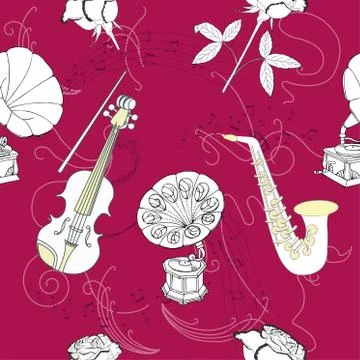 Seamless pattern with music Stock Illustration