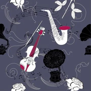Seamless pattern with music Stock Illustration