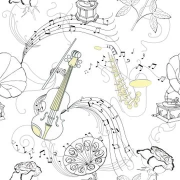 Seamless pattern with  music Stock Illustration