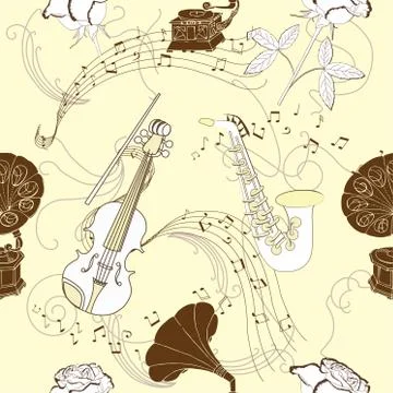 Seamless pattern with music Stock Illustration