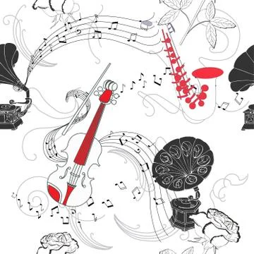 Seamless pattern with music Stock Illustration