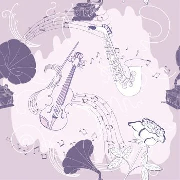 Seamless pattern with music Stock Illustration