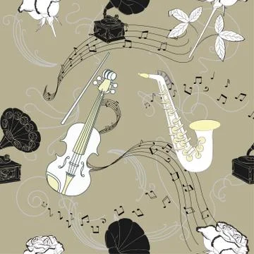 Seamless pattern with music Stock Illustration