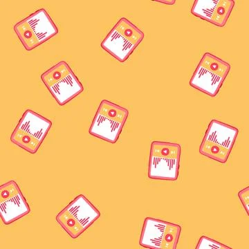 Seamless pattern music mp3 player cartoon vector Stock Illustration