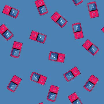 Seamless pattern music mp3 player cartoon vector 스톡 일러스트