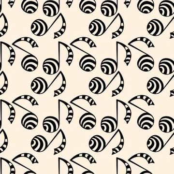 Seamless pattern Music note in doodle style . Vector illustration for fabric, 스톡 일러스트