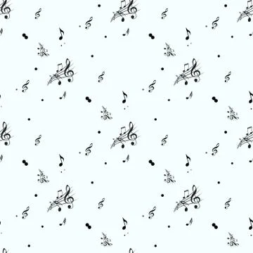 Seamless pattern with music notes and square. 스톡 일러스트