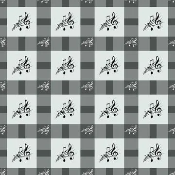 Seamless pattern with music notes and square. 스톡 일러스트
