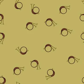 Seamless pattern music post horn cartoon vector 스톡 일러스트