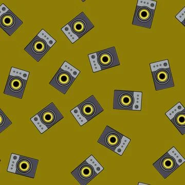 Seamless pattern music studio sound monitor cartoon vector Stock Illustration