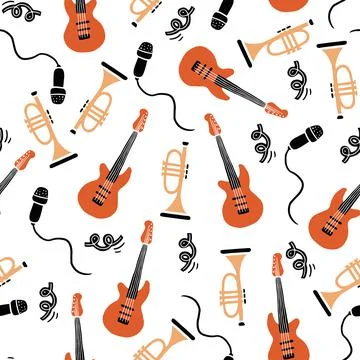 Seamless pattern of musical instrument Stock Illustration