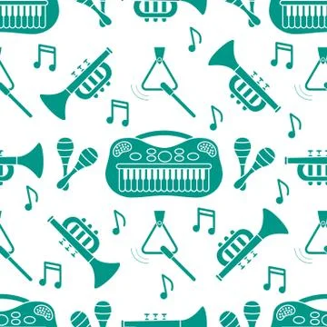 Seamless pattern Musical instruments Toys for kids Stock Illustration