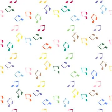 Seamless pattern with musical notes and treble clef. Stock Illustration