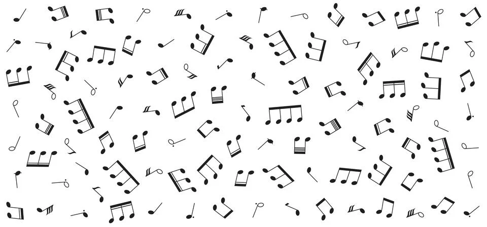 Seamless Pattern of Musical Notes on White Background 스톡 일러스트