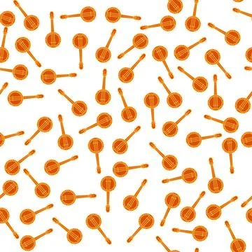 Seamless pattern with musical string instrument bungee. Folk ornament for p.. Stock Illustration